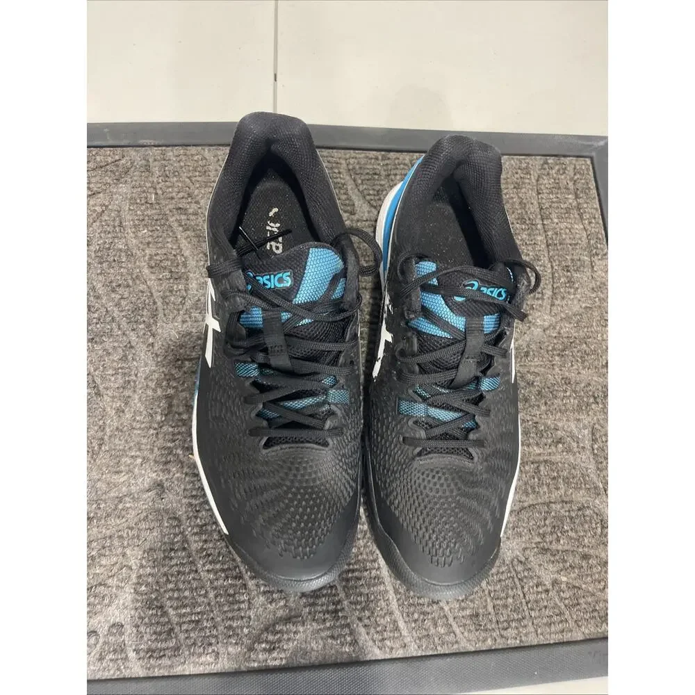 ASICS Gel Resolution 9.5 Black/Blue 1041A330-001 Men 9.5 Tennis Shoe Pickle Ball